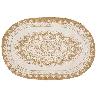 vidaXL Bereichsteppiche Floral Natur mit weißem Druck 152 x 245 cm