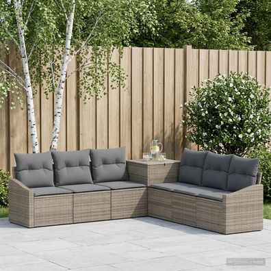 vidaXL Sofa Set 7 pcs Grau und Dunkelgrau Polyrattan und Stahl