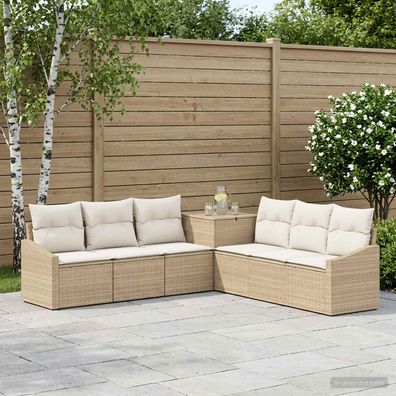 vidaXL Sofa Set 7 pcs Beige und Cremeweiß Polyrattan und Stahl