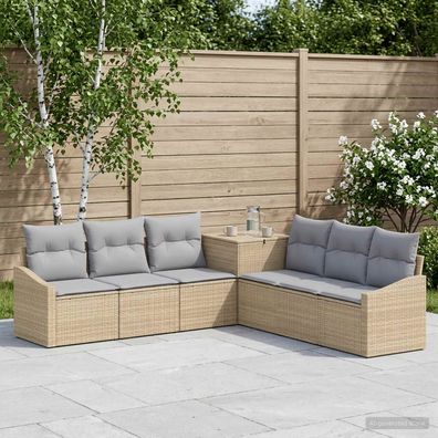 vidaXL Sofa Set 7 pcs Beige und Hellgrau Polyrattan und Stahl