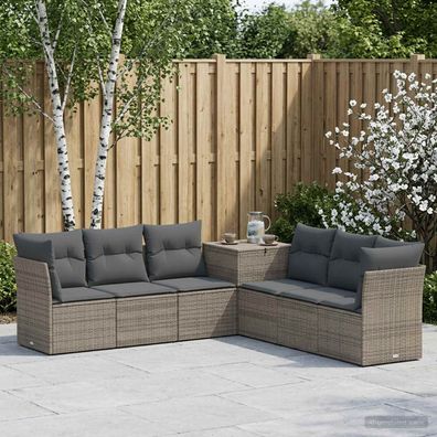 vidaXL Sofa Set 7 pcs Grau und Dunkelgrau Polyrattan und Stahl