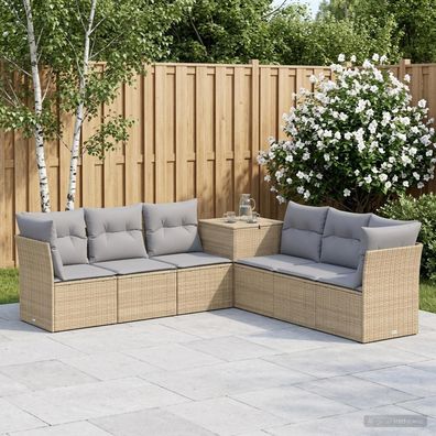 vidaXL Sofa Set 7 pcs Beige und Hellgrau Polyrattan und Stahl