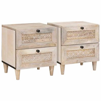 vidaXL Nachttisch 2 pcs Weiß 40 x 33 x 46 cm Holzwerkstoff