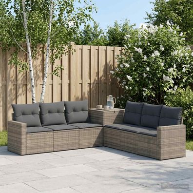 vidaXL Sofa Set 7 pcs Grau und Dunkelgrau Polyrattan und Stahl