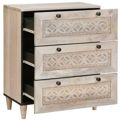 vidaXL Sideboard Weiß 60 x 33 x 75 cm massives Mangoholz