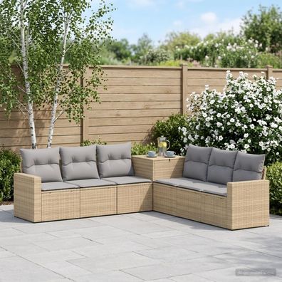 vidaXL Sofa Set 7 pcs Beige und Hellgrau Polyrattan und Stahl