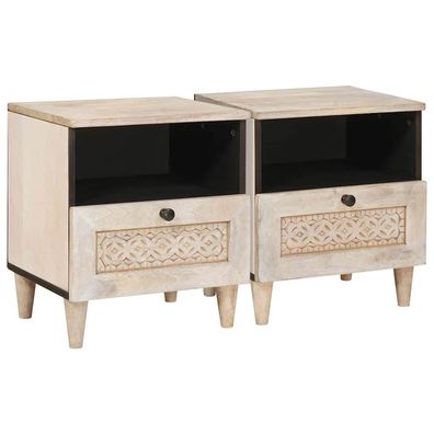 vidaXL Nachttisch 2 pcs Weiß 40 x 33 x 46 cm Holzwerkstoff