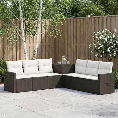 vidaXL Sofa Set 7 pcs Schwarz und Cremeweiß Polyrattan und Stahl