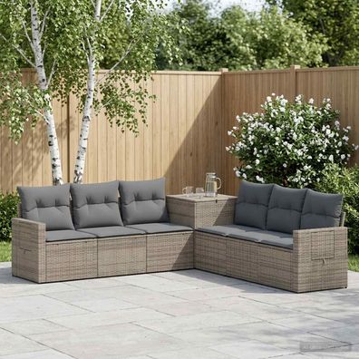 vidaXL Sofa Set 7 pcs Grau und Dunkelgrau Polyrattan und Stahl
