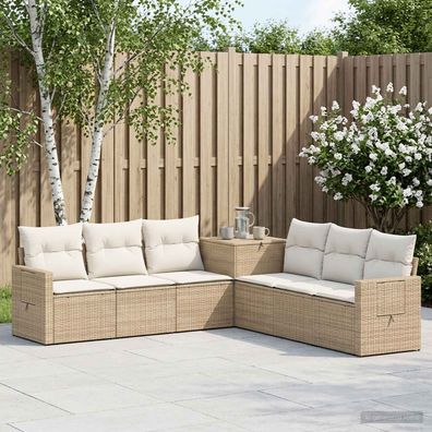 vidaXL Sofa Set 7 pcs Beige und Cremeweiß Polyrattan und Stahl