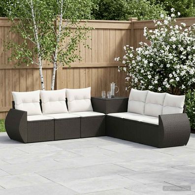 vidaXL Sofa Set 7 pcs Schwarz und Cremeweiß Polyrattan und Stahl