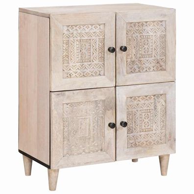 vidaXL Sideboard Bleached White 60 x 33 x 75 cm Massivholz Mango