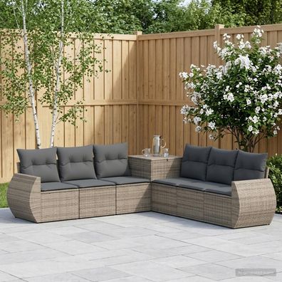 vidaXL Sofa Set 7 pcs Grau und Dunkelgrau Polyrattan und Stahl