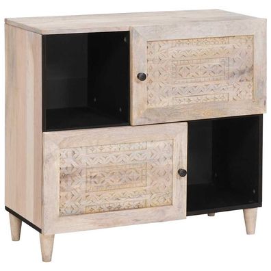 vidaXL Sideboard Bleached White 80 x 33 x 75 cm Massivholz Mango