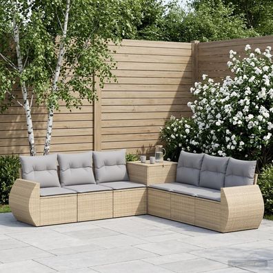 vidaXL Sofa Set 7 pcs Beige und Hellgrau Polyrattan und Stahl