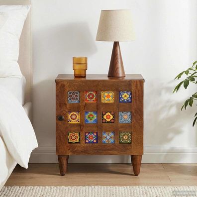 vidaXL Nachttisch Braun 40 x 33 x 46 cm Massivholz Mango