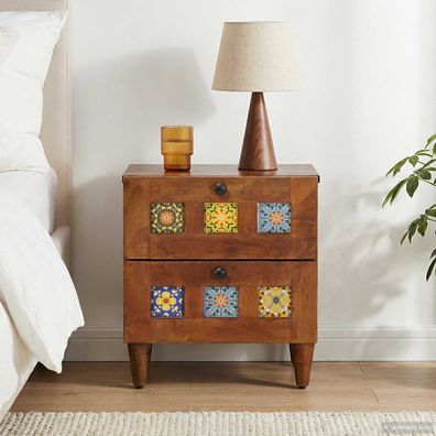 vidaXL Nachttisch Braun 40 x 33 x 46 cm Massivholz Mango