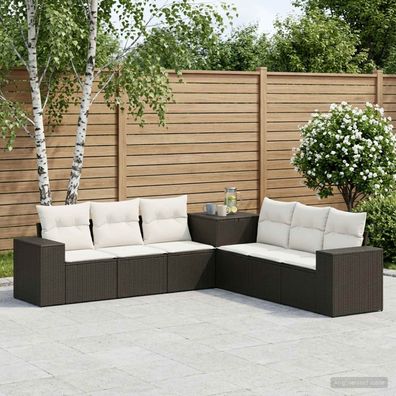 vidaXL Sofa Set 7 pcs Schwarz und Cremeweiß Polyrattan und Stahl