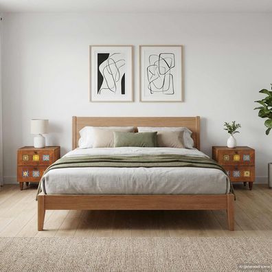 vidaXL Nachttisch 2 pcs Braun 40 x 33 x 46 cm Massivholz Mango