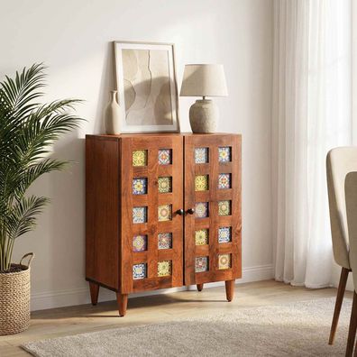vidaXL Sideboard Walnuss 60 x 33 x 75 cm Massivholz Mango