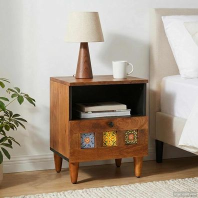 vidaXL Nachttisch Braun 40 x 33 x 46 cm Massivholz Mango