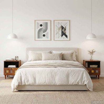 vidaXL Nachttisch 2 pcs Braun 40 x 33 x 46 cm Massivholz Mango