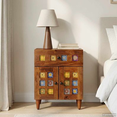 vidaXL Nachttisch Braun 50 x 33 x 60 cm Massivholz Mango