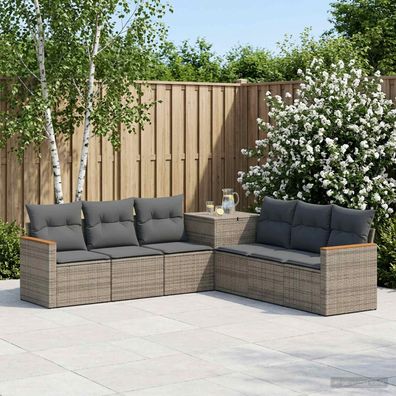 vidaXL Sofa Set 7 pcs Grau und Dunkelgrau Polyrattan und Stahl