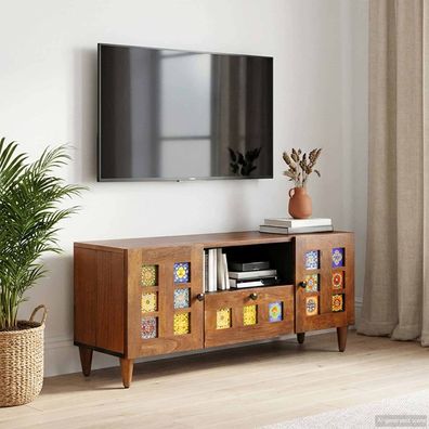 vidaXL TV-Schränk mit Tür Walnuss 105 x 33 x 46 cm Massivholz Mango