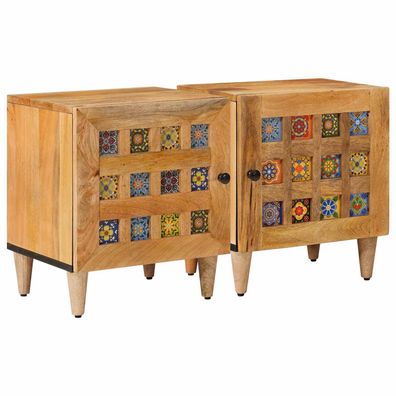 vidaXL Nachttisch 2 pcs Natur 40 x 33 x 46 cm Massivholz Mango