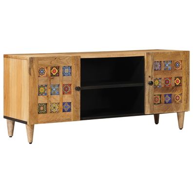 vidaXL TV-Schränk mit Regal Natur 105 x 33 x 46 cm Massivholz Mango
