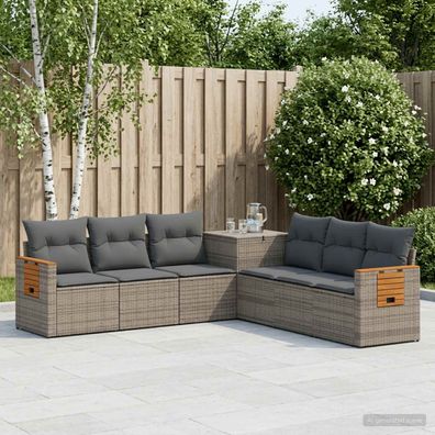 vidaXL Sofa Set 7 pcs Grau und Dunkelgrau Polyrattan und Stahl