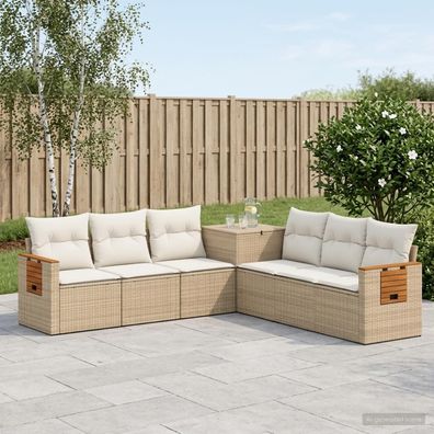 vidaXL Sofa Set 7 pcs Beige und Cremeweiß Polyrattan und Stahl