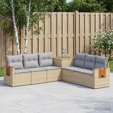 vidaXL Sofa Set 7 pcs Beige und Hellgrau Polyrattan und Stahl
