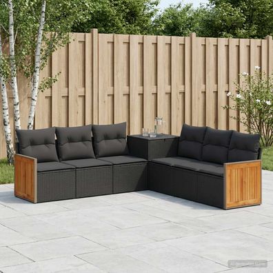 vidaXL Sofa Set 7 pcs Schwarz Polyrattan und Stahl