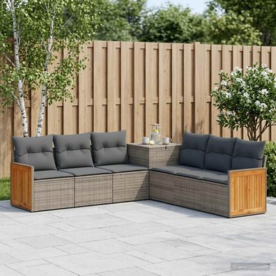 vidaXL Sofa Set 7 pcs Grau und Dunkelgrau Polyrattan und Stahl