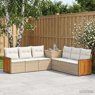 vidaXL Sofa Set 7 pcs Beige und Cremeweiß Polyrattan und Stahl