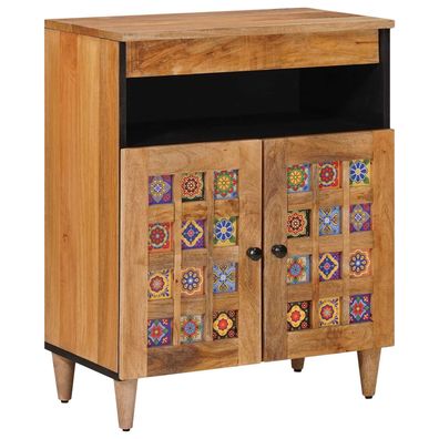 vidaXL Sideboard mit Speicher Natur 60 x 33,5 x 75 cm Massivholz Mango