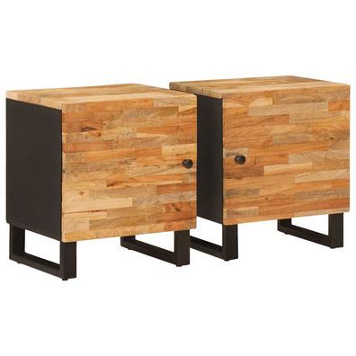vidaXL Nachttisch 2 pcs Braun 40 x 33 x 46 cm Massivholz Mango