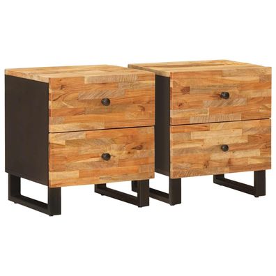 vidaXL Nachttisch 2 pcs Braun 40 x 33 x 46 cm Massivholz Mango