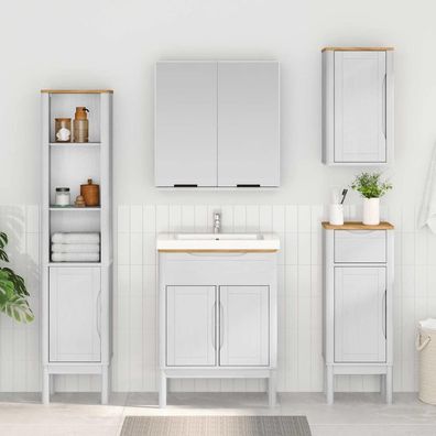 vidaXL Bad hoher Schrank FLORO Weiß 35 x 30 x 160 cm Massivholz Kiefer
