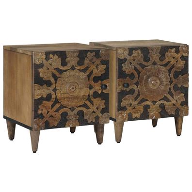 vidaXL Nachttisch 2 pcs Braun 40 x 33,5 x 46 cm Massivholz Mango