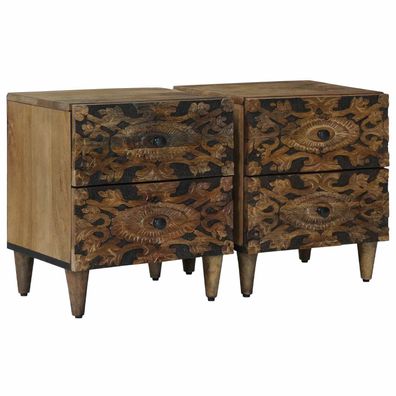 vidaXL Nachttisch 2 pcs Braun 40 x 33,5 x 46 cm Massivholz Mango