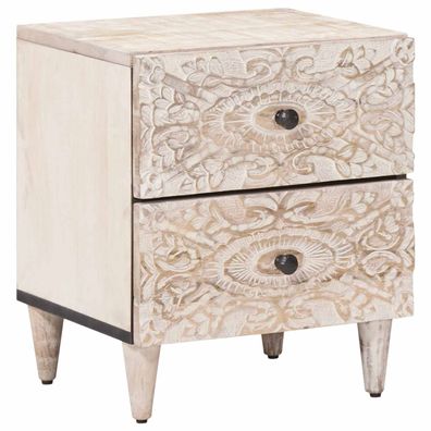 vidaXL Nachttisch Weiß 40 x 33,5 x 46 cm Massivholz Mango