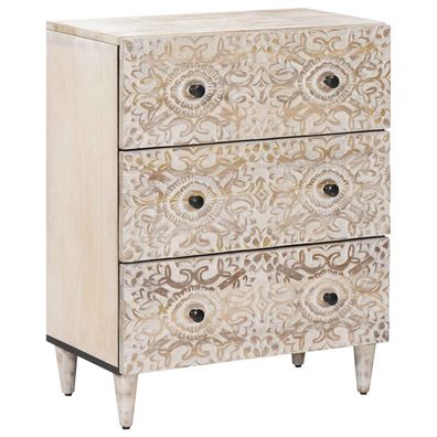 vidaXL Aufbewahrungs-Sideboard Weiß 60 x 33,5 x 75 cm Massivholz Mango