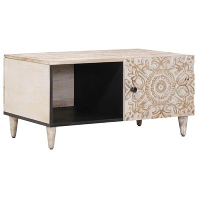 vidaXL Couchtisch Weiß 80 x 50 x 40 cm Massivholz Mango