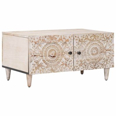 vidaXL Couchtisch Weiß 80 x 50 x 40 cm Massivholz Mango
