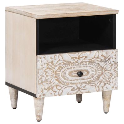 vidaXL Bettkasten mit Schubladen Weiß 40 x 33 x 46 cm Massivholz Mango