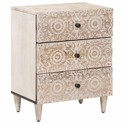 vidaXL Bettkasten mit Schubladen Weiß 50 x 33 x 60 cm Massivholz Mango