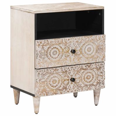 vidaXL Bettkasten mit Schubladen Weiß 50 x 33 x 60 cm Massivholz Mango